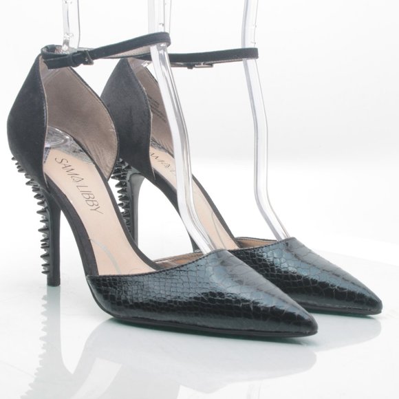 Sam & Libby D'Orsay Stiletto Heels Women 8 Faux Leather Pointed Toe - Picture 3 of 16